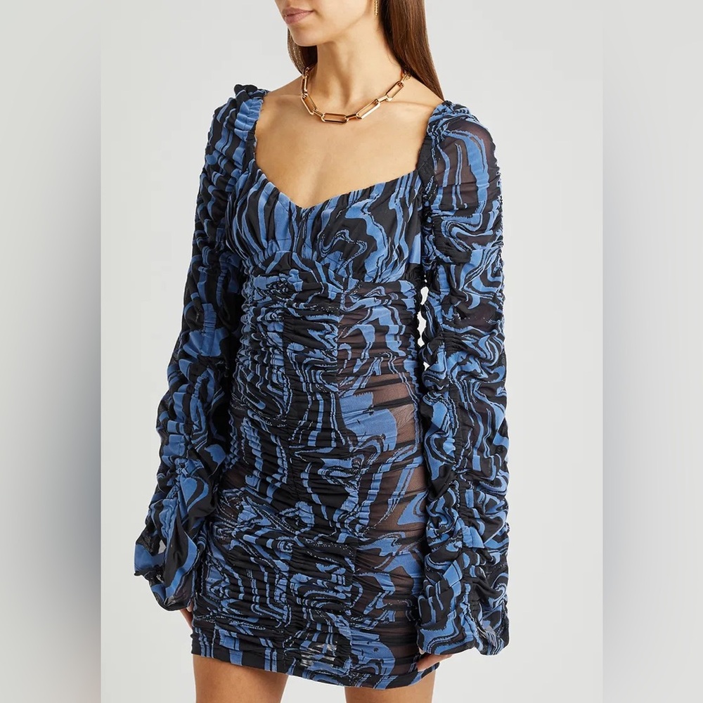 Rotate by burger Christensen mesh ruched dress